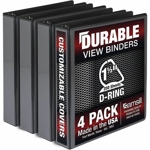 Binder, Dura, View, 1.5", Black 4/PK