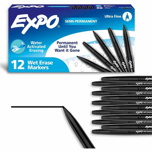Marker, Expo, Whiteboard, Ultra Fine, Black 12/DZ
