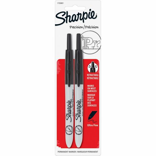 Marker, Sharpie Retractable Ultra Fine, Black 2/PK