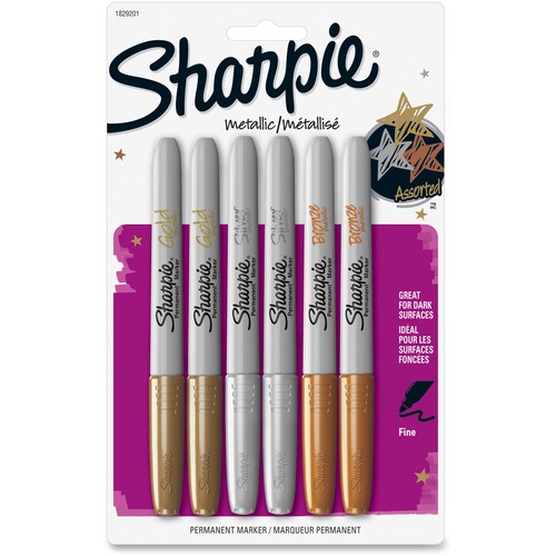 Marker, Sharpie, Fine Met 6, Assorted 6/PK