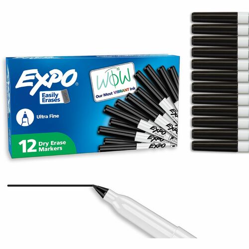 Marker, Dry Erase, Low, Ultrafine, Black 12/DZ