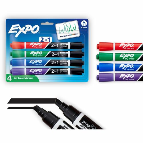 Marker, Expo, Dual, Chisel, Assorted 4/PK