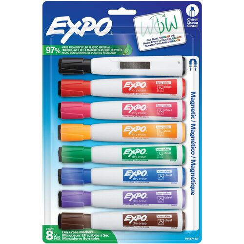 Marker, Dry Erase, Magnetic, Chisel 8/PK