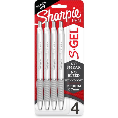 Pen, Gel, Sharpie, White, 0.7 Millimeter, Black 4/PK