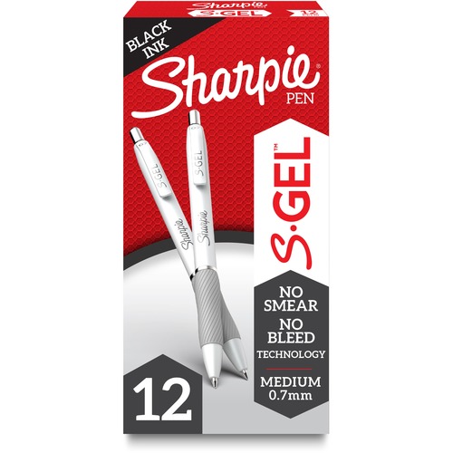 Pen, Gel, Sharpie, White, 0.7 Millimeter, Black 12/DZ