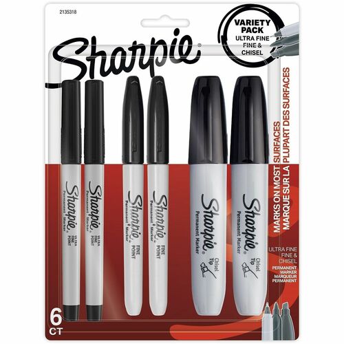Marker, Sharp Fine/Ultra Fine/Chisel, Black 6/PK