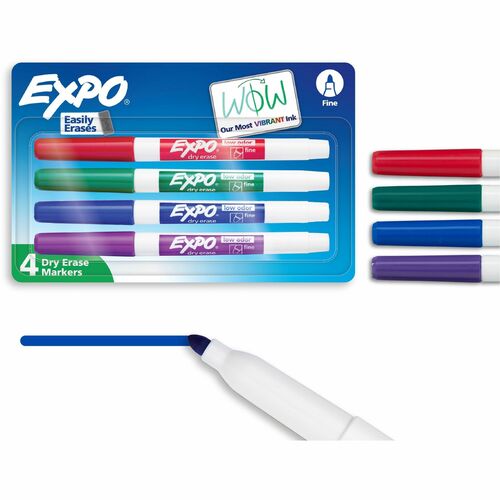Marker, Dry Erase, Fine, Assorted 4/PK