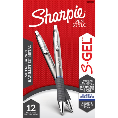 Pen, S-Gel, Green Metal, .7 mm, Blue 12/DZ