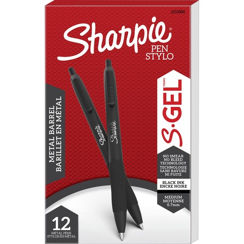 Pen, Sharpie, S-Gel, Black Metal, 0.7 Millimeter, Black 12/DZ
