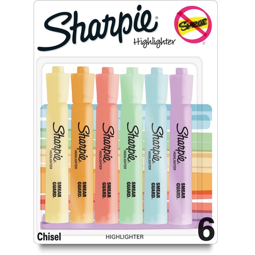 Accent Highlighter, Chisel Point, Pastel AST 6/PK