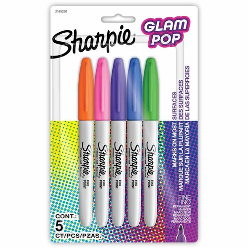 Markers, Permanent, Fine, Glam Pop, Ast 5/PK