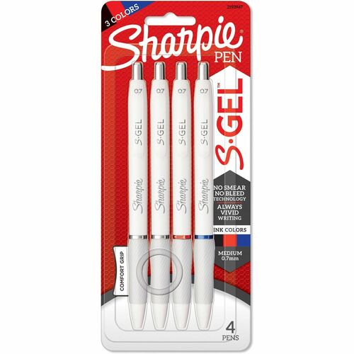Pen, S Gel, White, Basst 4/PK