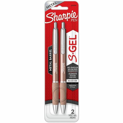 Pen, Gel, Sharpie, Champ Metal, 0.7 Millimeter, Black 2/PK
