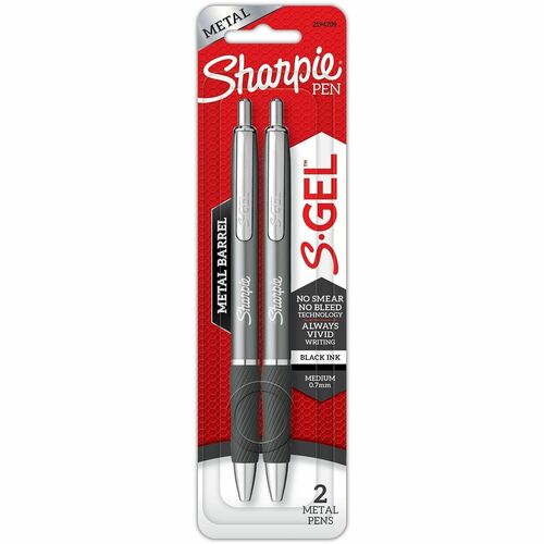 Pen, Gel, Sharpie, Gunmetal, 0.7 Millimeter, Black 2/PK