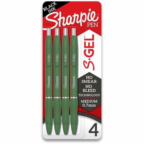 Pen, S-Gel, Green Barrel, Black 4/PK