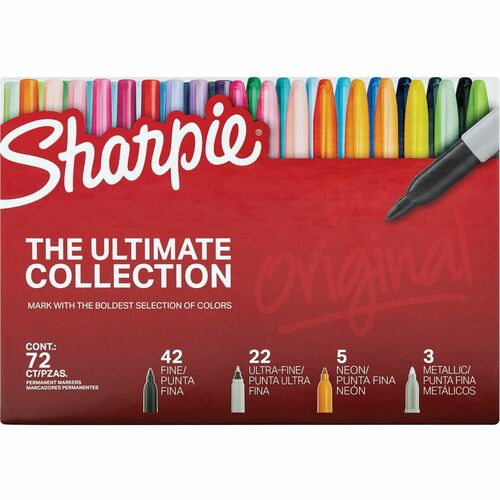 Permanent Marker, Storage Case, Fine Point, Assorted 72/BX