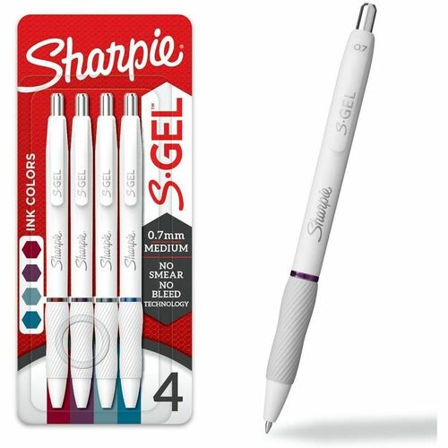 Pen, S-Gel, White, Jewel 4/PK