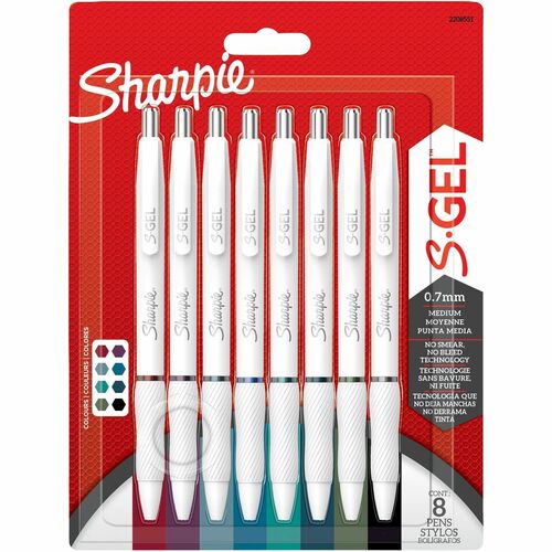 Pen, S-Gel, White, Colors 8/PK