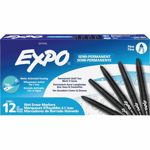 Marker, Expo, Whiteboard, Fine Tip, Black 12/DZ