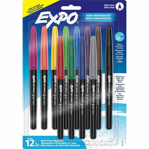Marker, Expo, White, Ultra Fine, Assorted 12/PK