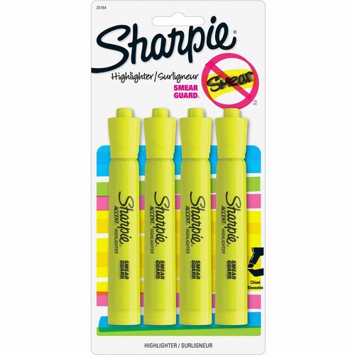 Highlighter, Sharpie, Tank, Yellow 4/PK