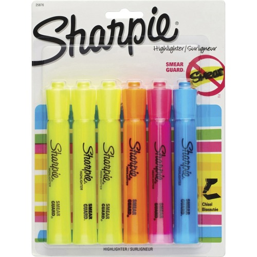 Highlighter, Sharp, Tank, Assorted 6/PK
