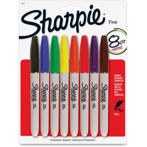 Marker, Sharpie, Fine, Ast 8/PK
