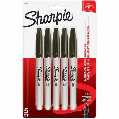Marker, Permanent, Sharpie, Fine, Black 5/PK