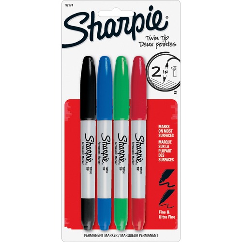 Marker, Sharpie, Twin, Assorted 4/ST