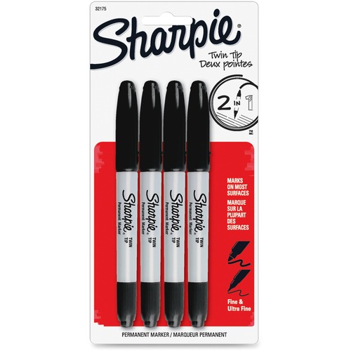 Marker, Sharpie, Twin, Black 4/PK