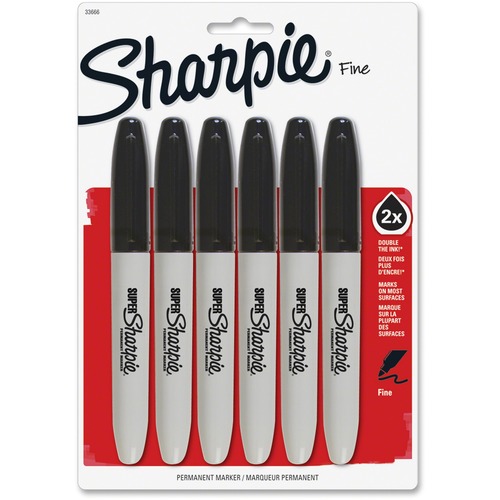 Marker, Super Sharpie, Black 6/PK