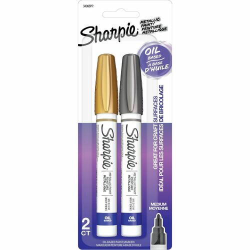 Marker, Sharpie, Paint/Oil, Medium, Gold/Silver 2/PK