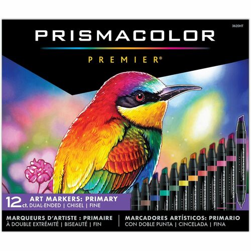 Marker, Prismacolor, Chisel/Fine, Primary 12/BX