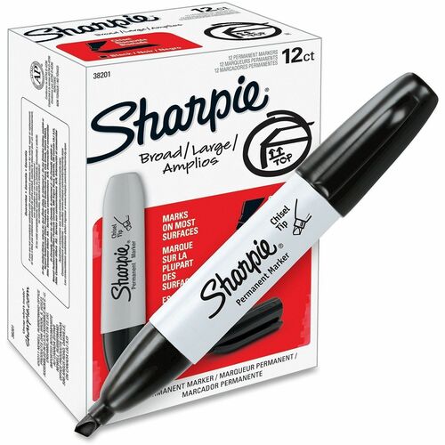 Marker, Sharpie, Chisel Tip, Black 12/DZ