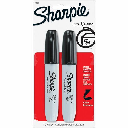Marker, Sharpie, Chisel, Black 2/PK