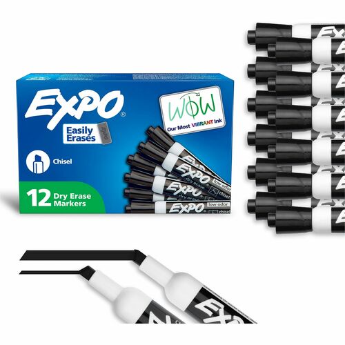 Marker, Dry Erase, Low, Chisel, Black 12/DZ