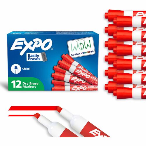 Marker, Dry Erase, Low, Chisel, Red 12/DZ