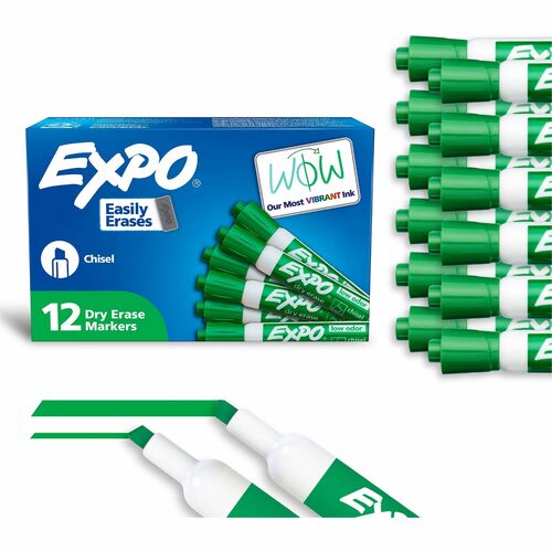 Marker, Dry Erase, Low Odor, Chisel, Green 12/DZ