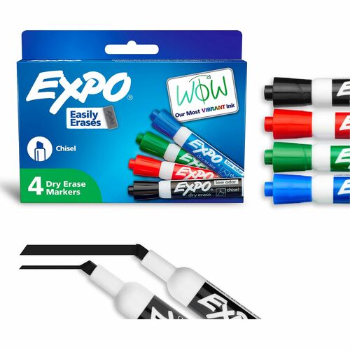 Marker, Expo, Low Odor, Assorted, 4 Pack 4/ST