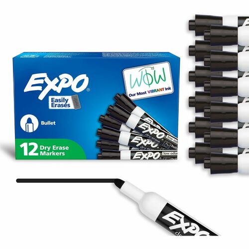Marker, Dry Erase, Low Odor, Bullet, Black 12/DZ