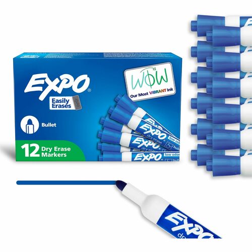 Marker, Dry Erase, Low Odor, Bullet, Blue 12/DZ