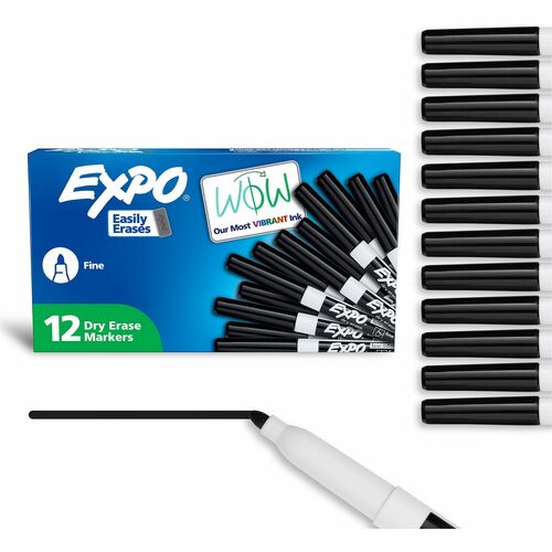 Marker, Dryerase, Low Odor, Fine, Black 12/DZ