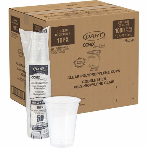 Cup, Plastic, Clear, 16 Ounce, 50/PK 20/CT