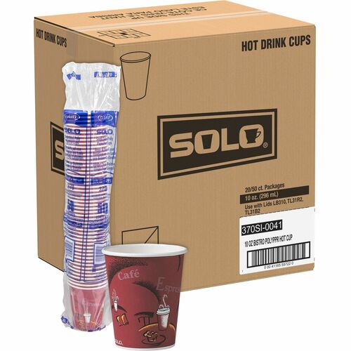 Cup, Paper, Hot, 10 Oz, Maroon, 50/PK 20/CT