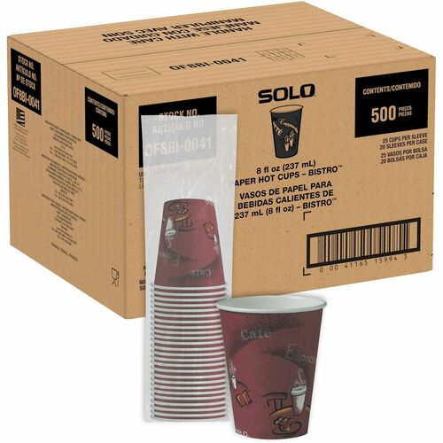 Cup, Hot, Paper, 8 Ounce, Solo, 25/PK 20/CT