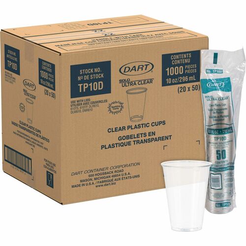 Cup, Plastic, 10 Ounce, Clear, 50/PK 20/CT
