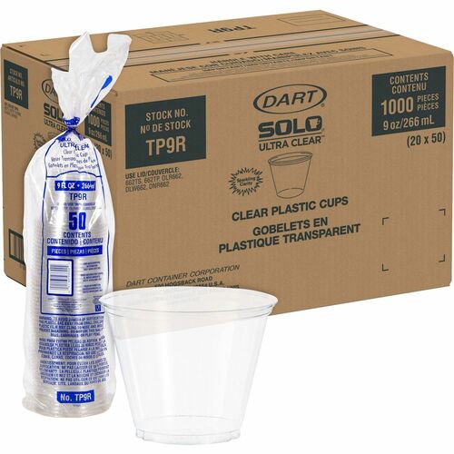 Cup, Plastic, Clear, 9 Ounce, 50/PK 20/CT