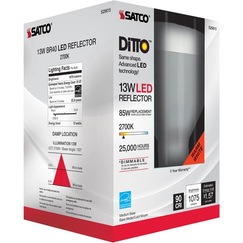 Bulb, LED, BR40, 13W, 2700K, Warm White