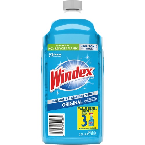 Glass Cleaner Refill, Windex With Ammonia-D, 2L, Blue 6/CT