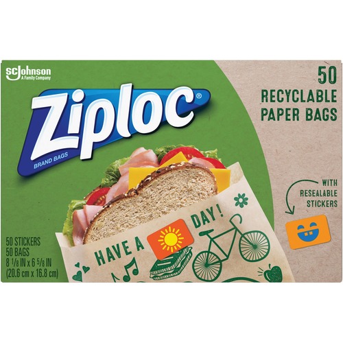 Paper Bags, Resealable, 3" x 7-7/10" x 5", Brown 50/BX